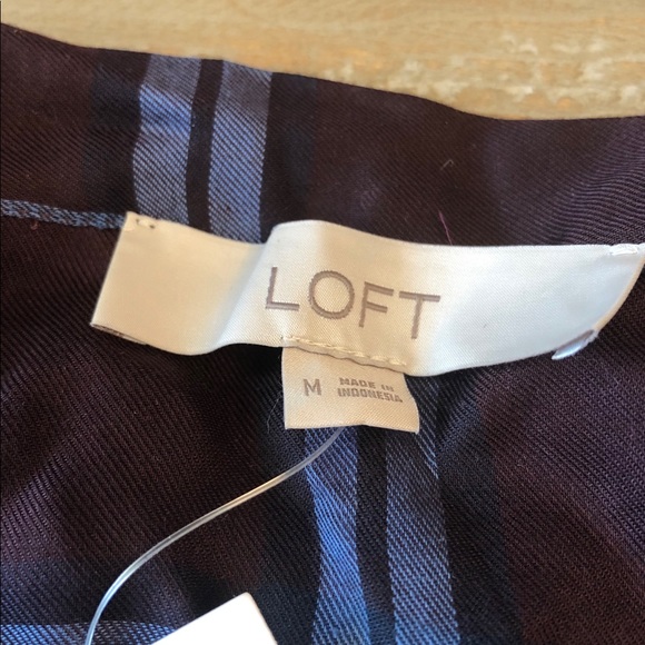 Loft Plaid Off The Shoulder Blouse - Size M - NWT - Picture 3 of 6